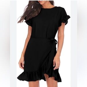 Et clet Womens Round Neck Ruffles Wrap Dresses Party Dress